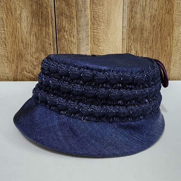 Vtg Original Caroline Blue Fancy Church Hat Structured Rare - Picture 9 of 16